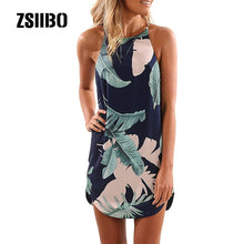 Load image into Gallery viewer, Summer DressPrint Sleeveless Women Dress O neck Casual Loose Mini Chiffon Dresses Vestidos clothes clothing dropshipping ZSIIBO
