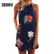 Load image into Gallery viewer, Summer DressPrint Sleeveless Women Dress O neck Casual Loose Mini Chiffon Dresses Vestidos clothes clothing dropshipping ZSIIBO
