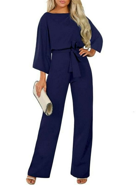 2019 New Women Female Fashion High Waist Long Sleeve Jumpsuit Autumn Cotton Long Sleeve Casual Loose Romper Trousers Ladies Pant