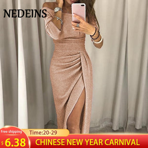 NEDEINS 2020 Fashion Sexy Long Summer Dress Women Elegant Vestido Party Dresses Plus Size Dresses Women Casual Night Dress